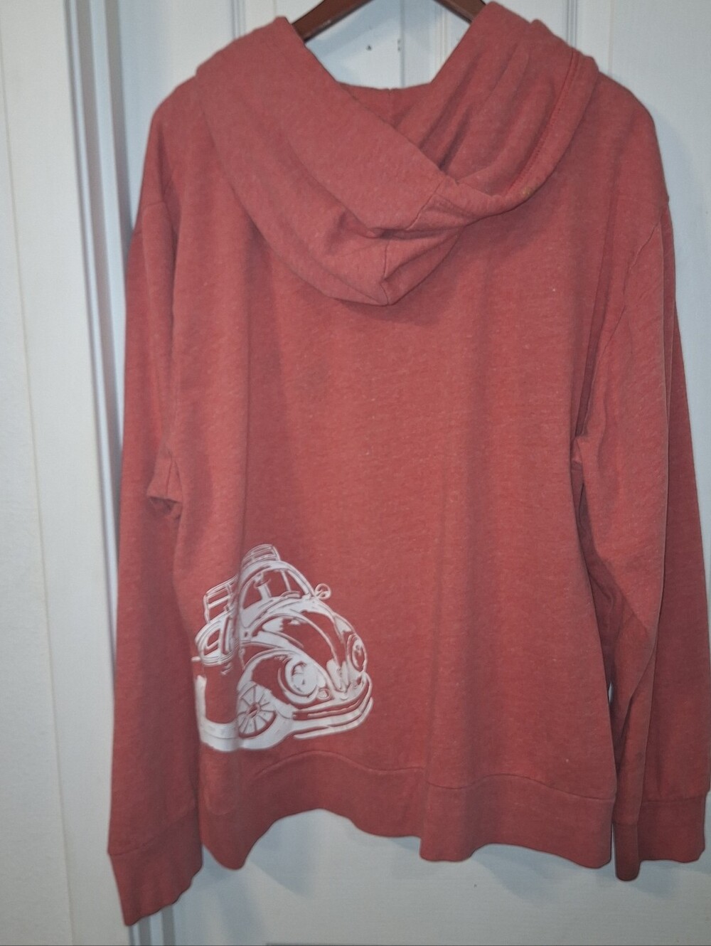 Old Navy Rust Red Hooded Sweatshirt with White VW Car Graphic XL